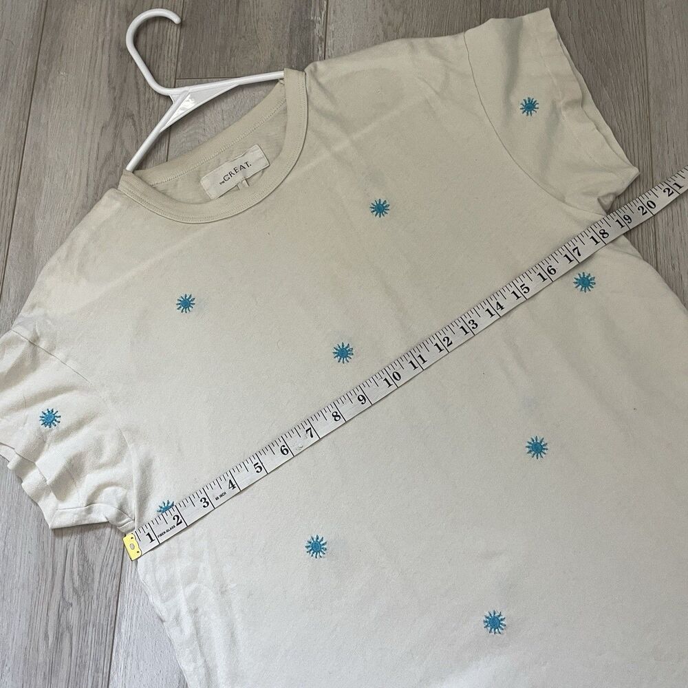 The Great Tshirt embroidered wishweed boxy crew womens Cream (xsmall) minimalist - Picture 3 of 7